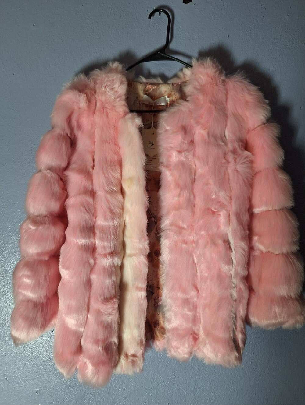 NWT Lanxinxuan Pink Faux Fur Coat Size XXL